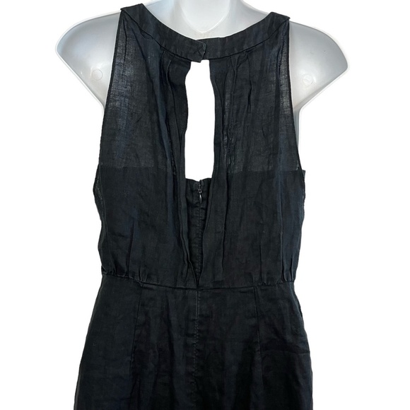 ANN TAYLOR LOFT Black 100% Linen Sleeveless Mini Length Lined High Neck Dress 6 - Picture 14 of 16